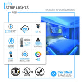 Outdoor Waterproof RGB LED Strip Lights, IP65 16.4ft, 12V, 1365LM, SMD 5050, 60 leds/Meter, UL, RoHS Listed, LED Lights for Bedroom, Kitchen, Home Decoration