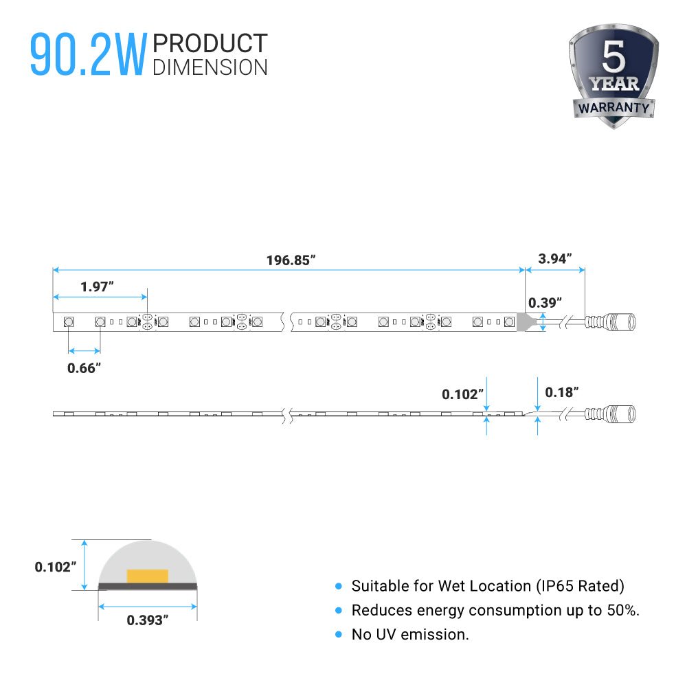Outdoor Waterproof RGBW LED Strip Lights, IP65 16.4ft, 12V, SMD 5050, 60 leds/Meter, UL, RoHS Listed, LED Lights for Bedroom, Kitchen, Home Decoration