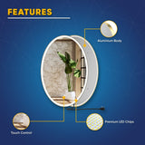 Oval LED Lighted Bathroom Vanity Mirror, Touch Switch, Anti-Fog Wall Mounted Makeup Mirror & CCT Remembrance, CRI 90+, LED Oval Mirror for Bathroom, Lunar Style
