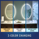 Oval LED Lighted Bathroom Vanity Mirror, Touch Switch, Anti-Fog Wall Mounted Makeup Mirror & CCT Remembrance, CRI 90+, LED Oval Mirror for Bathroom, Lunar Style