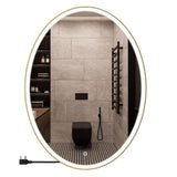 Oval LED Lighted Bathroom Vanity Mirror, Touch Switch, Anti-Fog Wall Mounted Makeup Mirror & CCT Remembrance, CRI 90+, LED Oval Mirror for Bathroom, Lunar Style