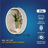 Oval LED Lighted Bathroom Vanity Mirror, Touch Switch, Anti-Fog Wall Mounted Makeup Mirror & CCT Remembrance, CRI 90+, LED Oval Mirror for Bathroom, Lunar Style