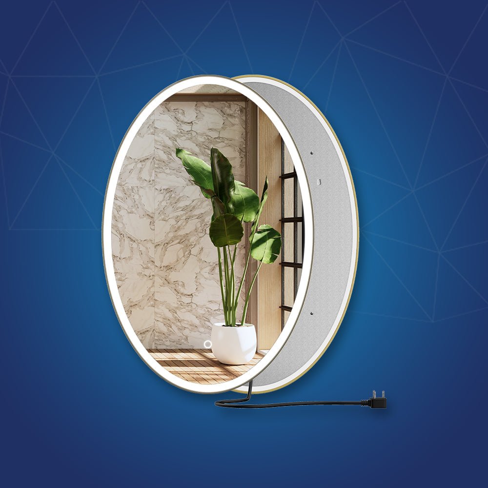 Oval LED Lighted Bathroom Vanity Mirror, Touch Switch, Anti-Fog Wall Mounted Makeup Mirror & CCT Remembrance, CRI 90+, LED Oval Mirror for Bathroom, Lunar Style
