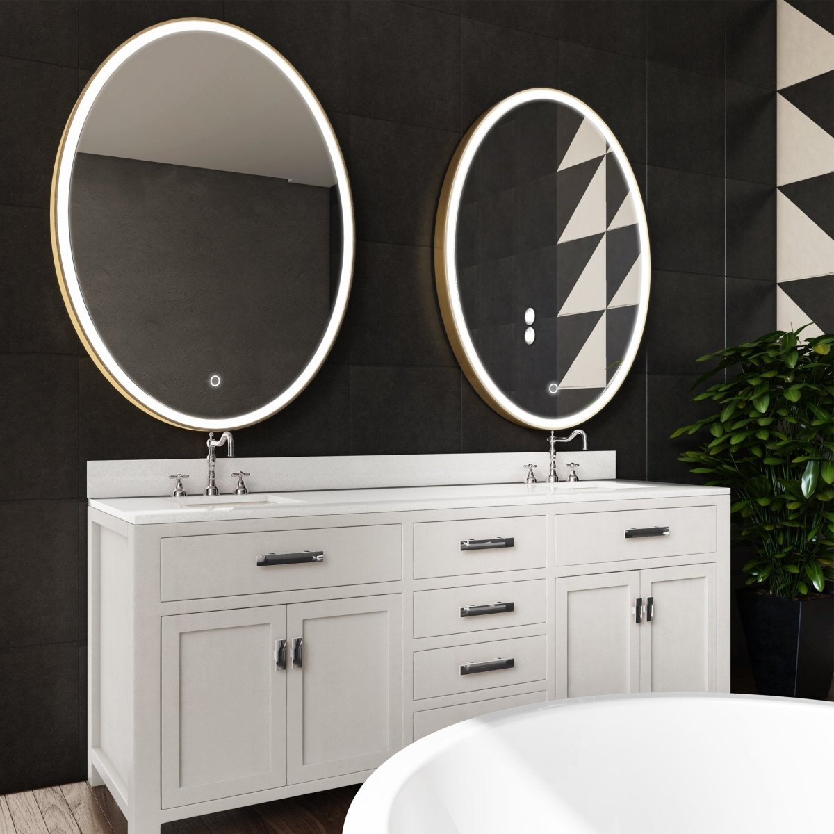 Oval LED Lighted Bathroom Vanity Mirror, Touch Switch, Anti-Fog Wall Mounted Makeup Mirror & CCT Remembrance, CRI 90+, LED Oval Mirror for Bathroom, Lunar Style