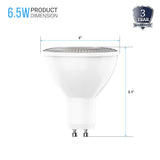 PAR16 LED Light Bulbs - 6.5 Watt GU10 base 3000K - 500 Lumens, Dimmable