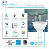 PAR16 LED Light Bulbs - 6.5 Watt GU10 base 5000K - 500Lumens, Dimmable