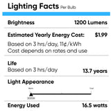 PAR38 LED Flood Light Bulbs 16.5 Watt 3000K 1200 Lumens Dimmable 120V E26 Base Damp Location