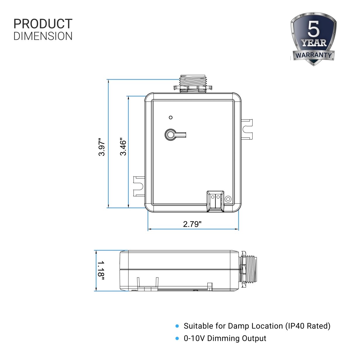 Power Pack 0-10V Wireless Dimming Module,120-277V, 10A Build-in Relay