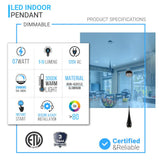 Pyramid Shaped Pendant Light, 7W, 3000K, 516LM, Dimmable, 1-Light