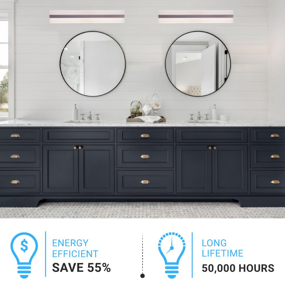 Rectangle Bathroom Light Fixtures, 24 Inch/36 Inch, 4000K (Cool White), Dimmable, ETL Listed, Bathroom Vanity Lighting