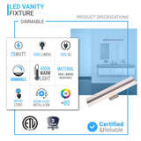 Rectangle Bathroom Light Fixtures, 24 Inch/36 Inch, 4000K (Cool White), Dimmable, ETL Listed, Bathroom Vanity Lighting