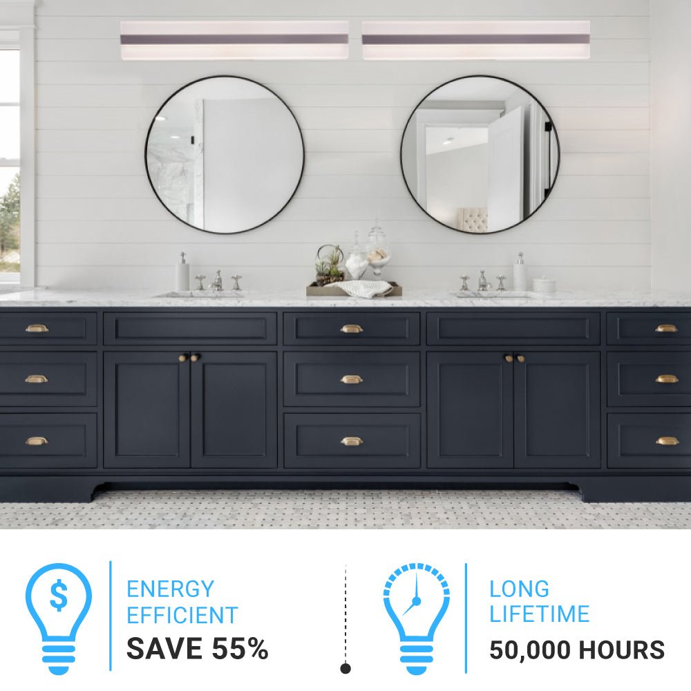 Rectangle Bathroom Light Fixtures, 24 Inch/36 Inch, 4000K (Cool White), Dimmable, ETL Listed, Bathroom Vanity Lighting