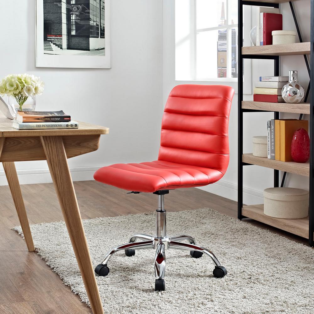 Modway Ripple Armless Mid Back Vinyl Swivel Computer Desk Office Chair - Computer Chair