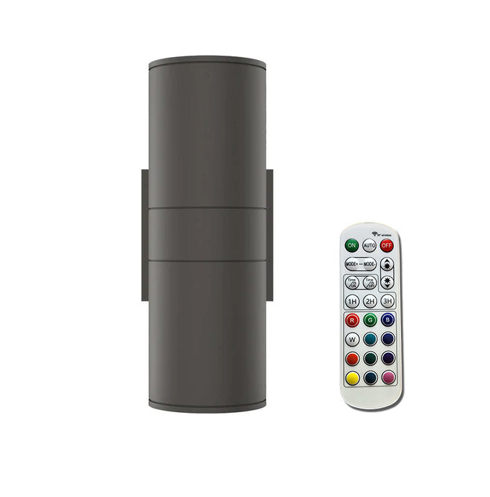 LED Outdoor Up & Down Lights With Remote, RGBW, Cylinder, 18WX1, AC100-277V, IP65, ETL CE RoSH Approval, Outdoor Wall Lights