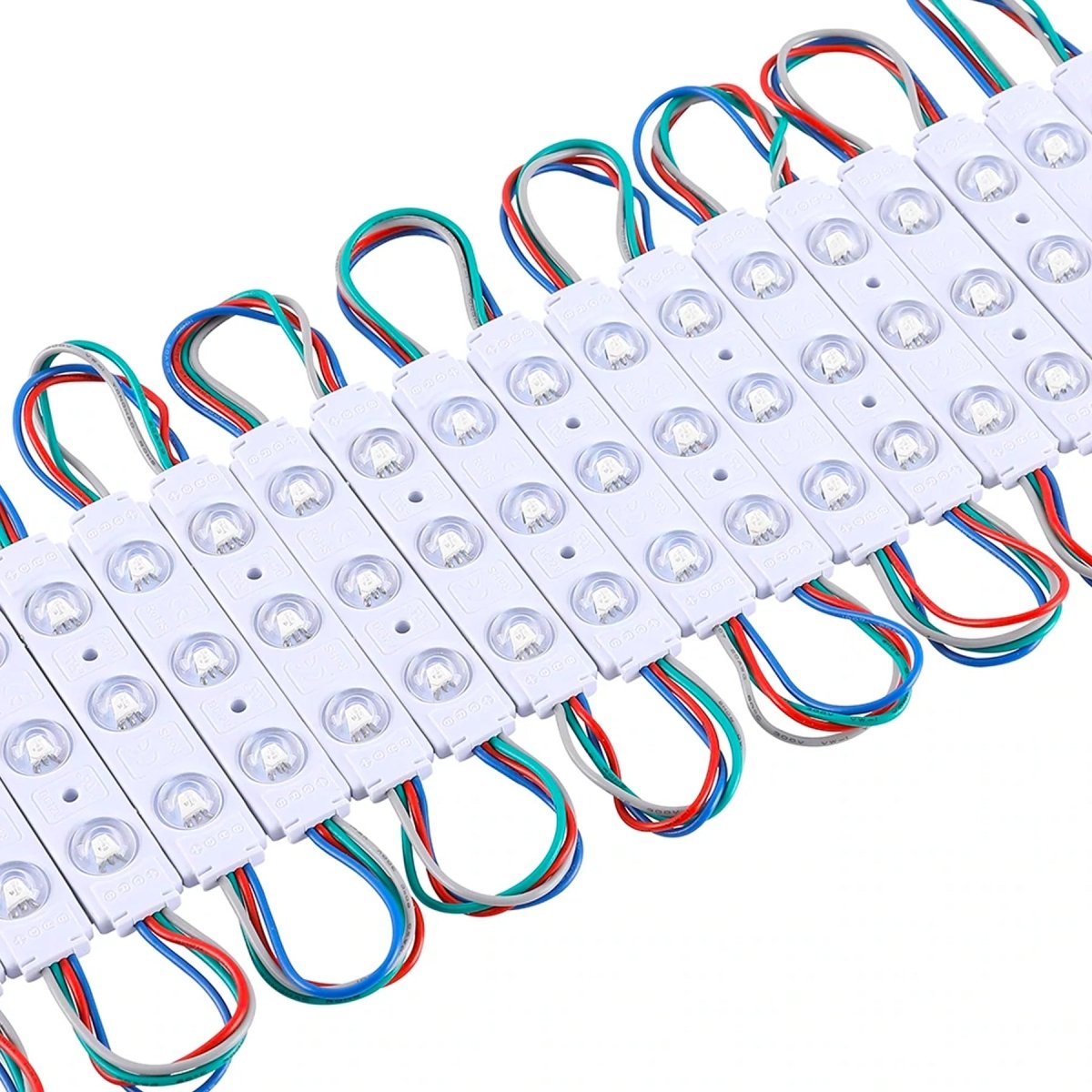 RGB LED Module Lights, 3LEDs/Mod, DC12V, 0.65W, Waterproof Decorative Light for Letter Sign Advertising Signs with Tape Adhesive Backside (40-Pack)