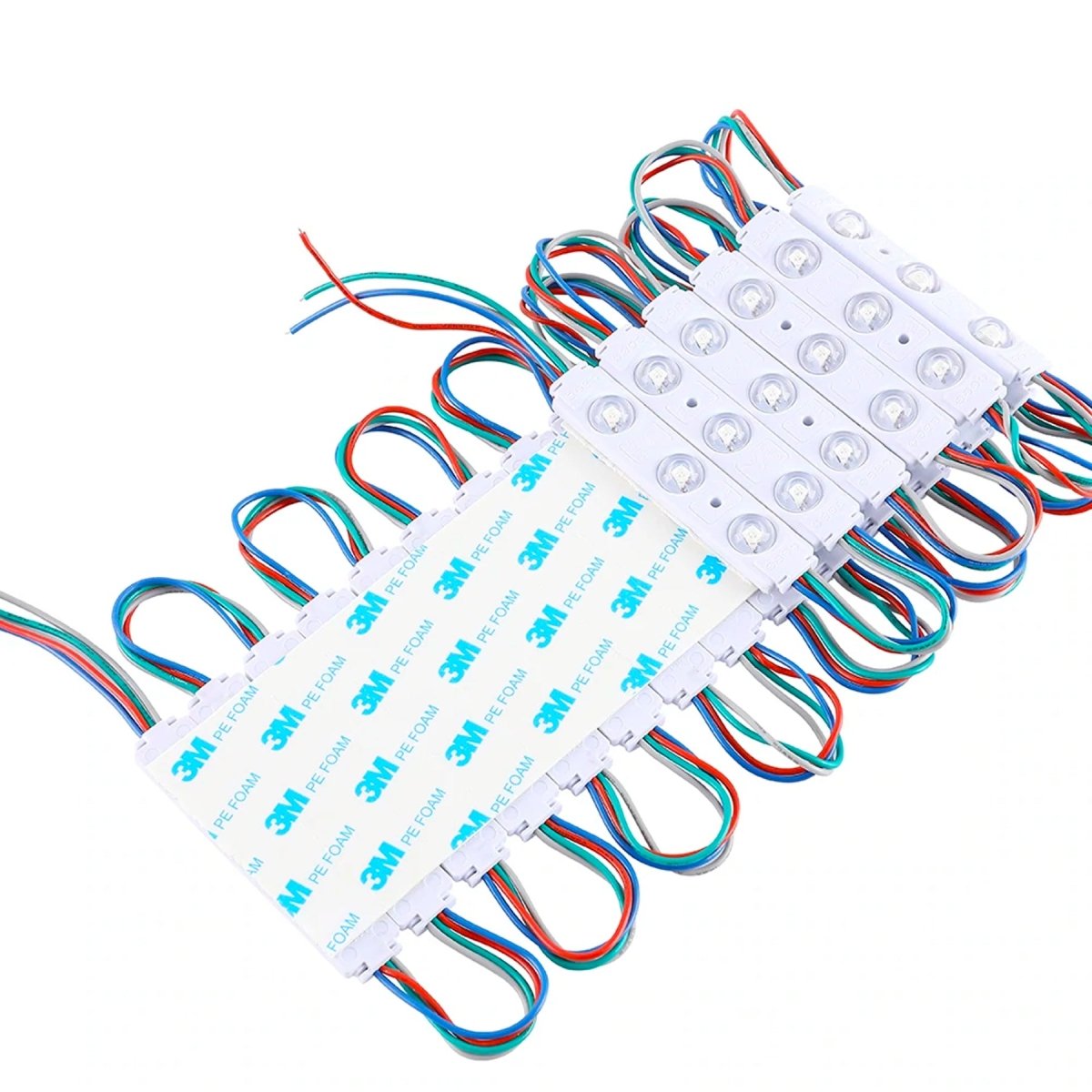 RGB LED Module Lights, 3LEDs/Mod, DC12V, 0.65W, Waterproof Decorative Light for Letter Sign Advertising Signs with Tape Adhesive Backside (40-Pack)