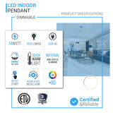 Ring 1-Light LED Unique Design Pendant, 34W, 3000K (Warm White), 1028LM, Dimmable, Aluminum Body Finish, Pendant Mounting