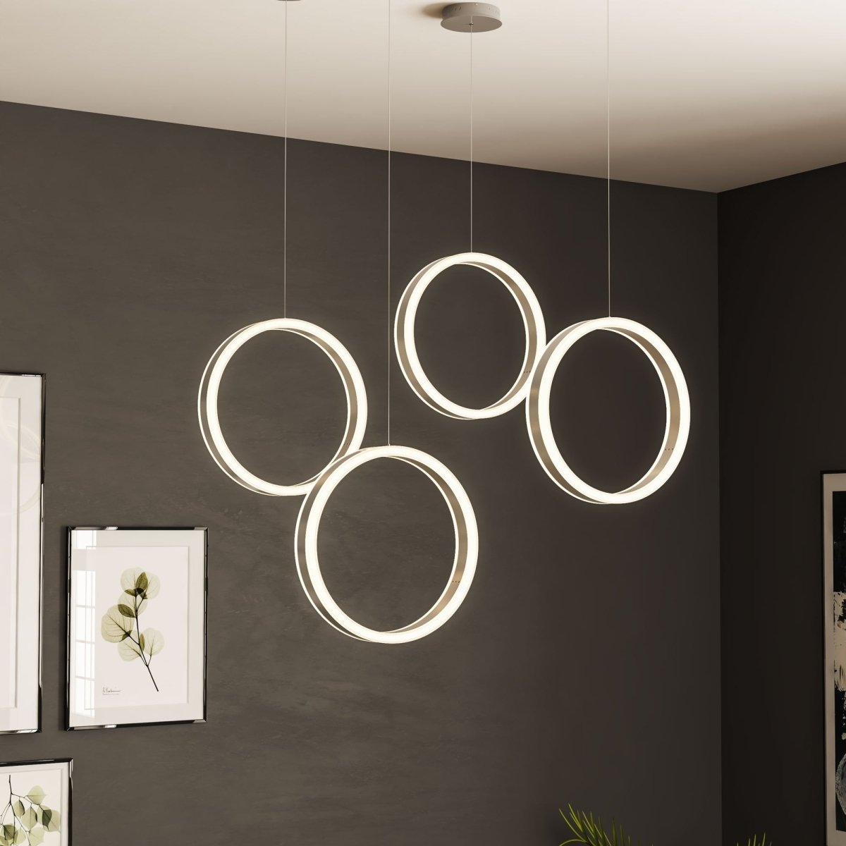 Ring 1-Light LED Unique Design Pendant, 34W, 3000K (Warm White), 1028LM, Dimmable, Aluminum Body Finish, Pendant Mounting