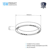 Ring Flush Mount LED Lighting Fixture, 16W/24W, 3000K, 800LM/1200LM, Close to Ceiling lights, Dimmable