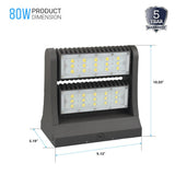 Rotatable LED Wall Pack Light 80W 5700K, 10800LM, Black, UL, DLC Premium, IP65, Adjustable Head Can be used as Up/Down Light, Outdoor Rotatable Wall Light
