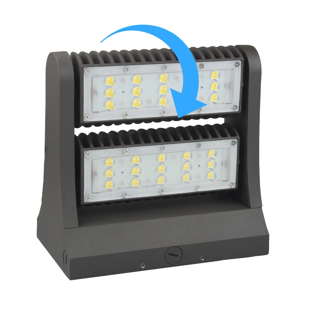 Rotatable LED Wall Pack Light 80W 5700K, 10800LM, Black, UL, DLC Premium, IP65, Adjustable Head Can be used as Up/Down Light, Outdoor Rotatable Wall Light