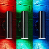 LED Outdoor Up & Down Lights With Remote, RGBW, Cylinder, 18WX1, AC100-277V, IP65, ETL CE RoSH Approval, Outdoor Wall Lights