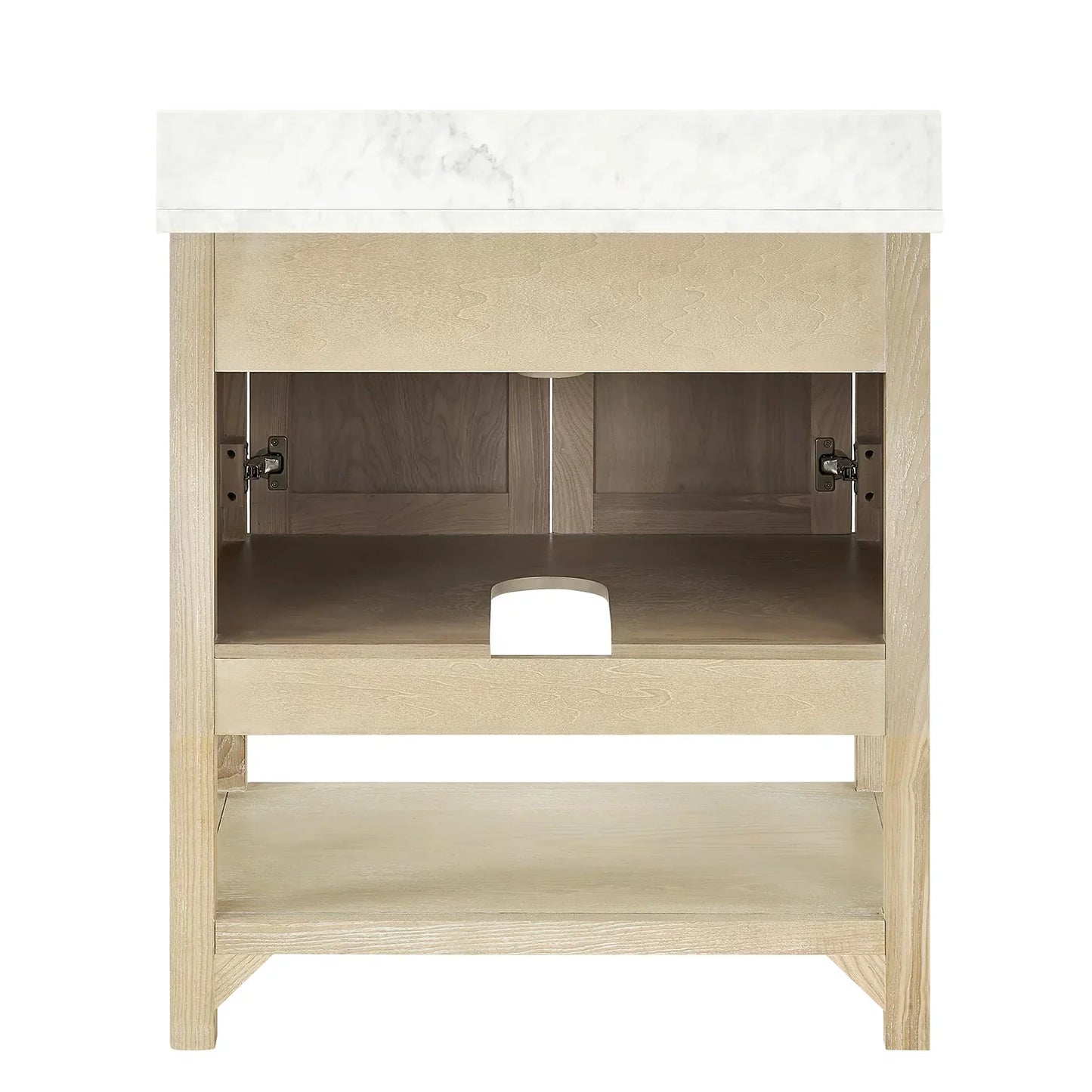 Salem Freestanding Solid Wood Bathroom Vanity With Carrara White Marble Sink Top & 4 In. Backsplash in Nature Wood Finish