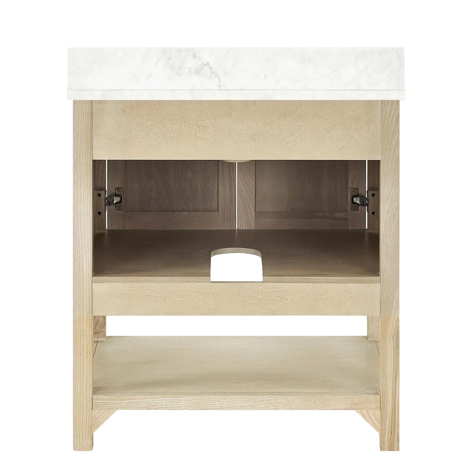Salem Freestanding Solid Wood Bathroom Vanity With Carrara White Marble Sink Top & 4 In. Backsplash in Nature Wood Finish