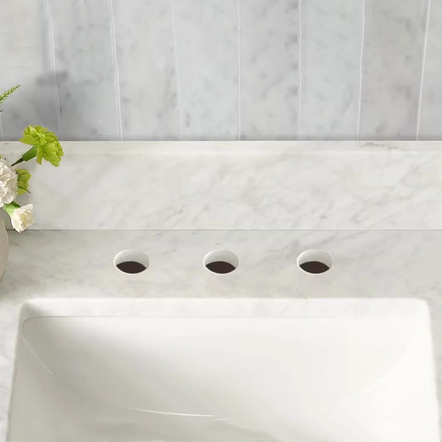Salem Freestanding Solid Wood Bathroom Vanity With Carrara White Marble Sink Top & 4 In. Backsplash in Nature Wood Finish