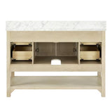 Salem Freestanding Solid Wood Bathroom Vanity With Carrara White Marble Sink Top & 4 In. Backsplash in Nature Wood Finish