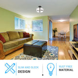 Semi Flush Mount Ceiling Lights, 2-Lights E26 Base, Round, UL Listed for Damp Location, 3 Years Warranty