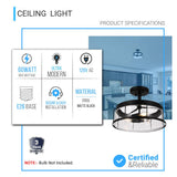 Semi Flush Mount Ceiling Lights, Drum Shape, Matte Black Finish with Clear Glass Shade, E26 Base, UL Listed, Hallway Light Fixtures