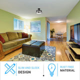 Semi Flush Mount Ceiling Lights, Drum Shape, Matte Black Finish with Clear Glass Shade, E26 Base, UL Listed, Hallway Light Fixtures