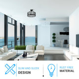 Semi Flush Mount Ceiling Lights, Drum Shape, Steel Cage Matte Black Finish, E26 Base, UL Listed, 3 Years Warranty