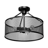 Semi Flush Mount Ceiling Lights, Drum Shape, Steel Cage Matte Black Finish, E26 Base, UL Listed, 3 Years Warranty