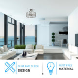 Semi Flush Mount Ceiling Lights, Drum Shape, Steel Cage Matte Black Finish, E26 Base, UL Listed, 3 Years Warranty