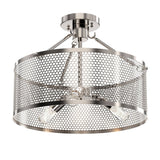 Semi Flush Mount Ceiling Lights, Drum Shape, Steel Cage Matte Black Finish, E26 Base, UL Listed, 3 Years Warranty