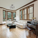 Semi Flush Mount Ceiling Lights, Drum Shape, Steel Cage Matte Black Finish, E26 Base, UL Listed, 3 Years Warranty