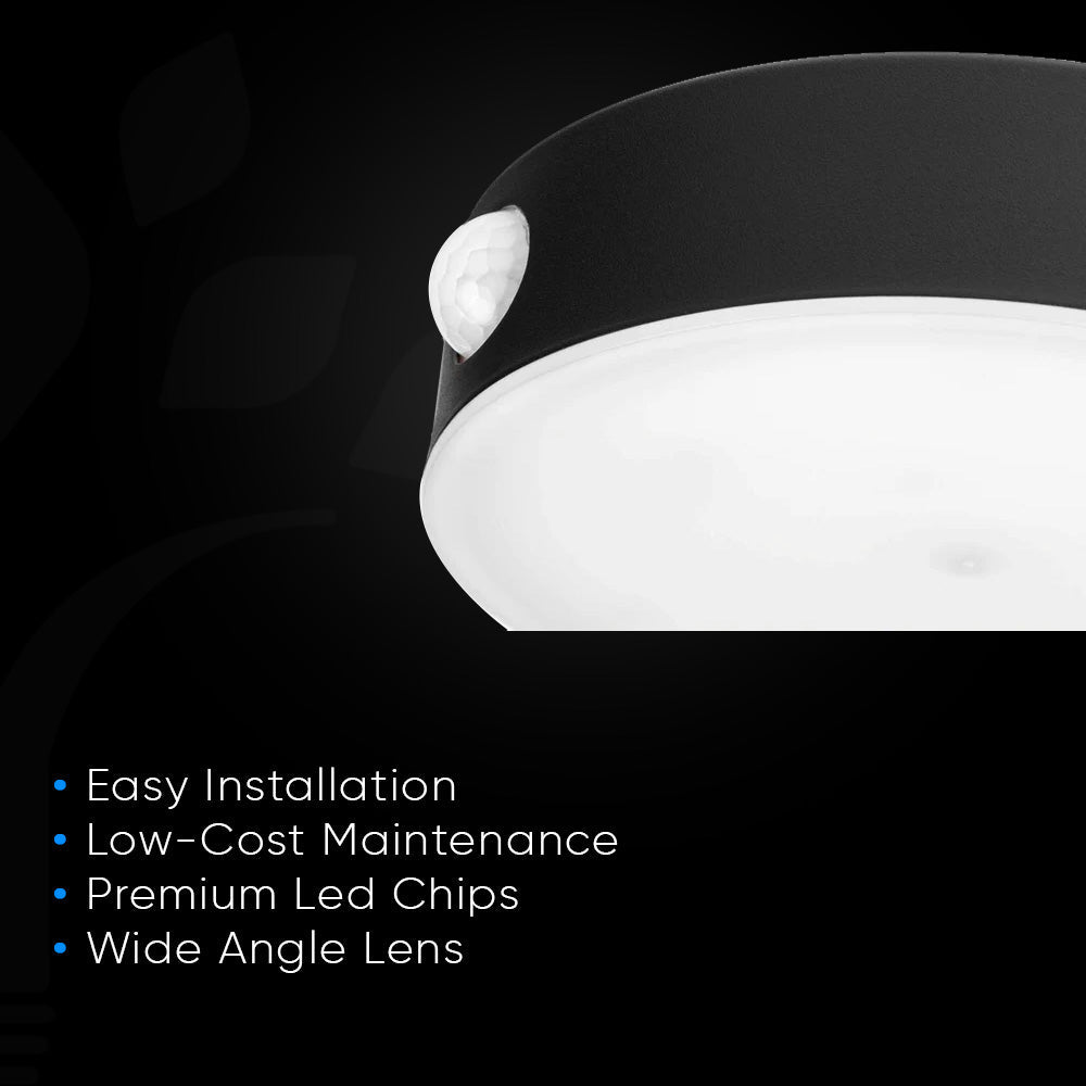 Smart Solar Outdoor LED Wall Lights with PIR Sensor, Round, HY06WSRB, Waterproof Outdoor Security Lights