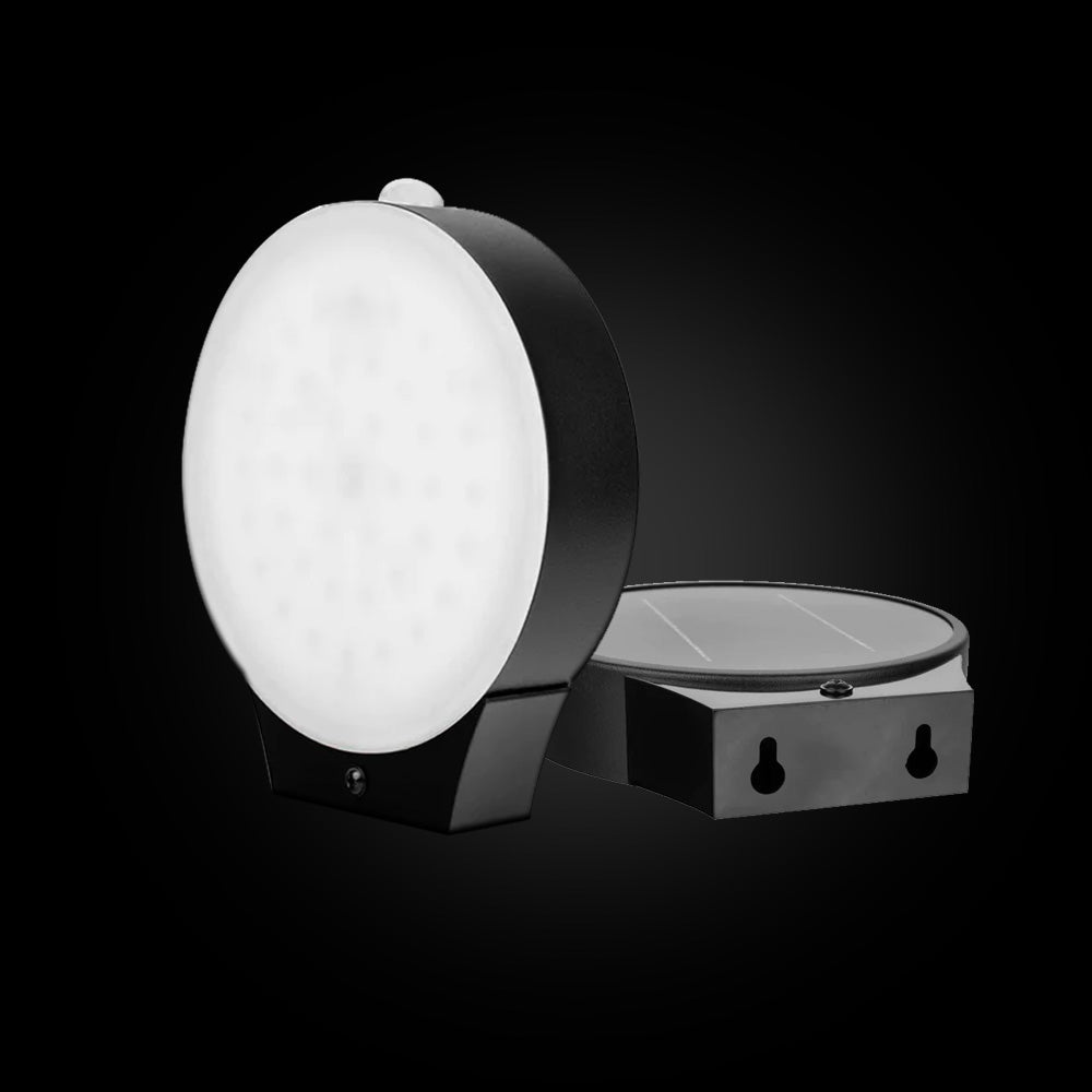 Smart Solar Outdoor LED Wall Lights with PIR Sensor, Round, HY06WSRB, Waterproof Outdoor Security Lights