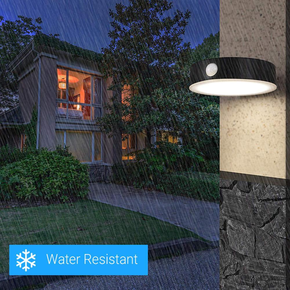 Smart Solar Outdoor LED Wall Lights with PIR Sensor, Round, HY06WSRB, Waterproof Outdoor Security Lights