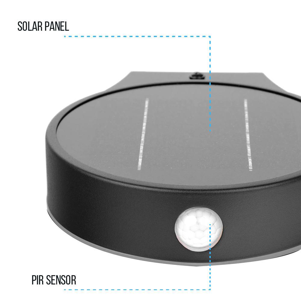 Smart Solar Outdoor LED Wall Lights with PIR Sensor, Round, HY06WSRB, Waterproof Outdoor Security Lights