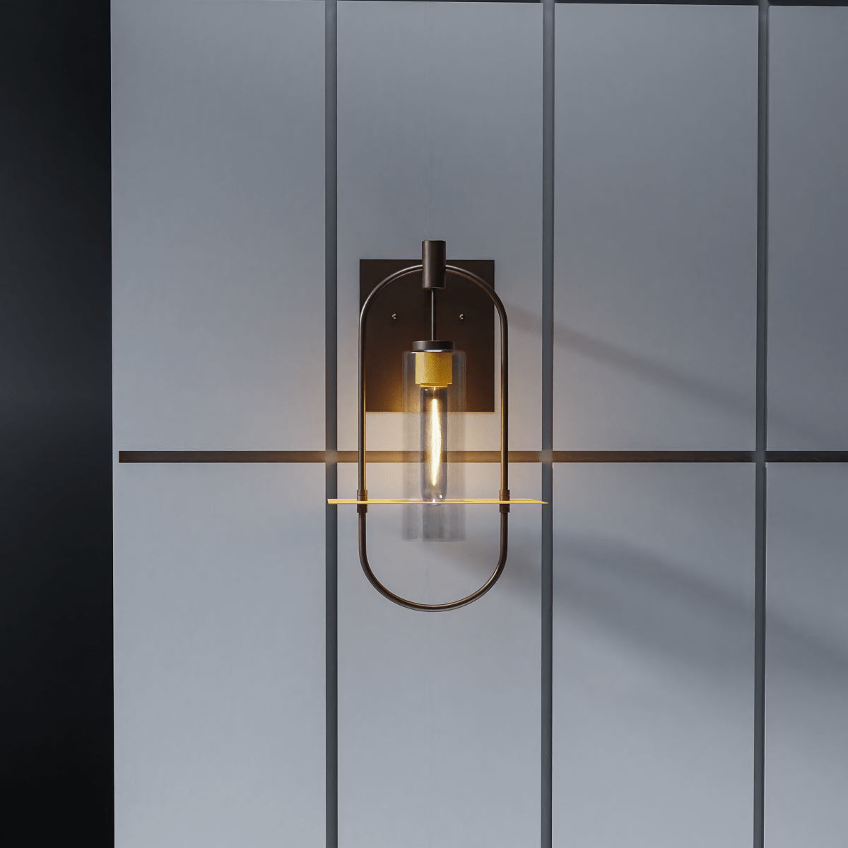 Smyth Outdoor Wall Sconce, E26 Socket 1X60W, Clear Glass, Bronze,  22" H x 12.5" W, Extends 7" from the wall