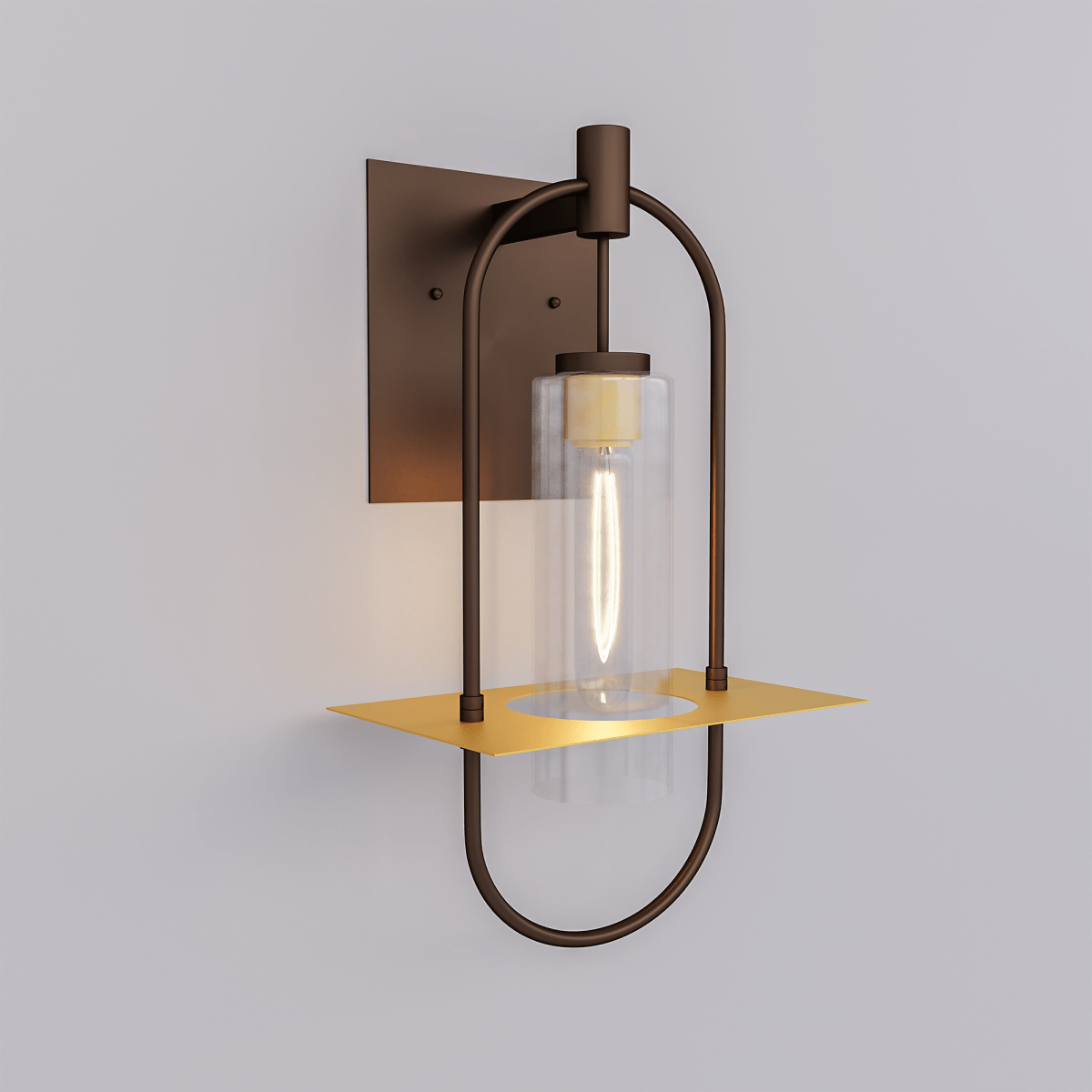 Smyth Outdoor Wall Sconce, E26 Socket 1X60W, Clear Glass, Bronze,  22" H x 12.5" W, Extends 7" from the wall