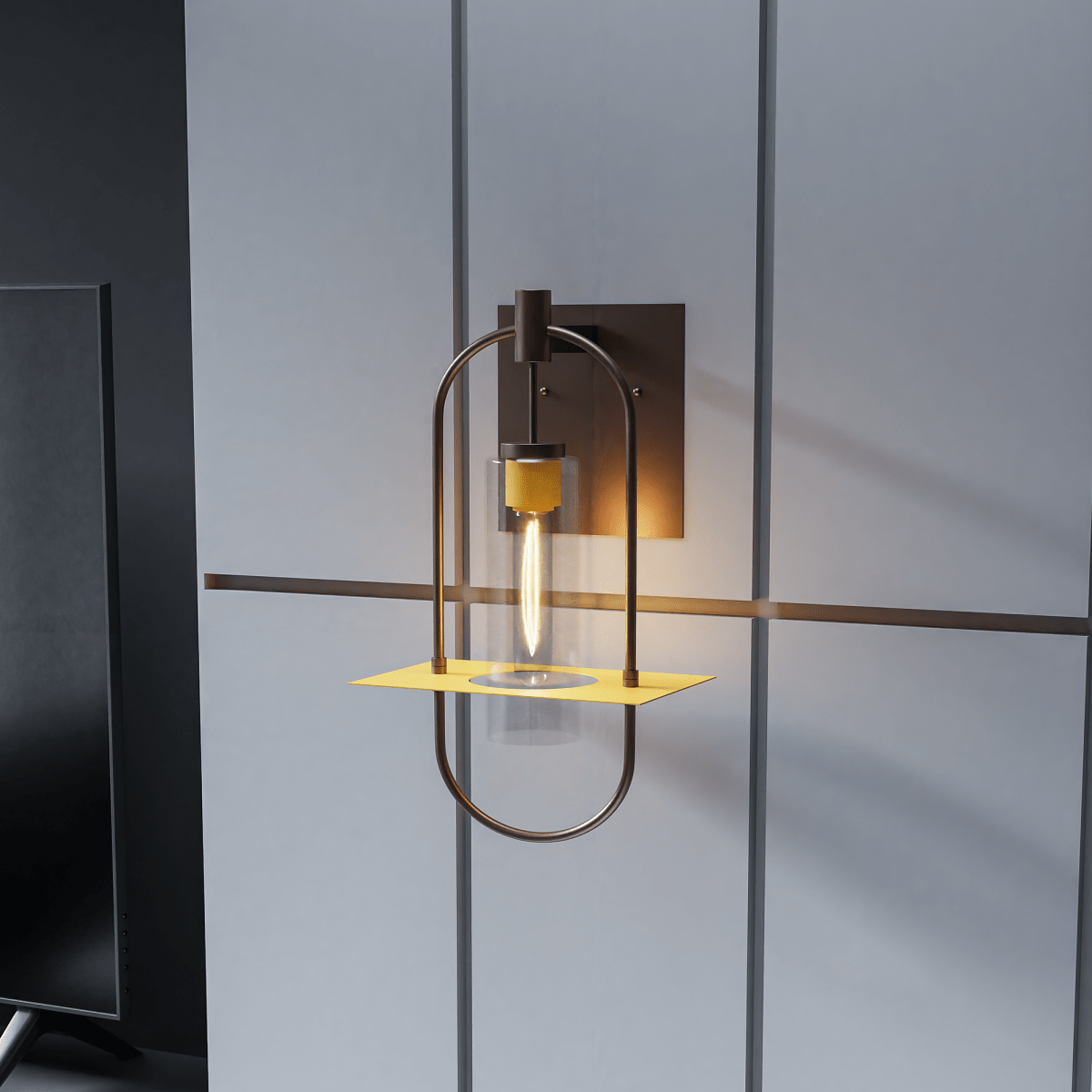 Smyth Outdoor Wall Sconce, E26 Socket 1X60W, Clear Glass, Bronze,  22" H x 12.5" W, Extends 7" from the wall