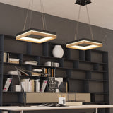 Square Metal and Wood Chandelier Light, 35W, 3000K (Warm White), 836 Lumens, Dimmable, Matte Black + Wood Body Finish