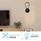 Steel Birdcage Wall Sconce Lighting Fixtures, Matte Black Finish, E26 Base, UL Listed, 3 Years Warranty