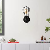 Steel Birdcage Wall Sconce Lighting Fixtures, Matte Black Finish, E26 Base, UL Listed, 3 Years Warranty