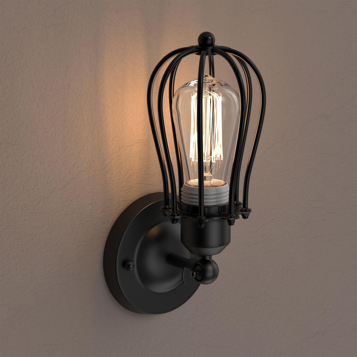 Steel Birdcage Wall Sconce Lighting Fixtures, Matte Black Finish, E26 Base, UL Listed, 3 Years Warranty