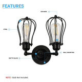 Steel Birdcage Wall Sconce Lighting Fixtures, Matte Black Finish, E26 Base, UL Listed, 3 Years Warranty
